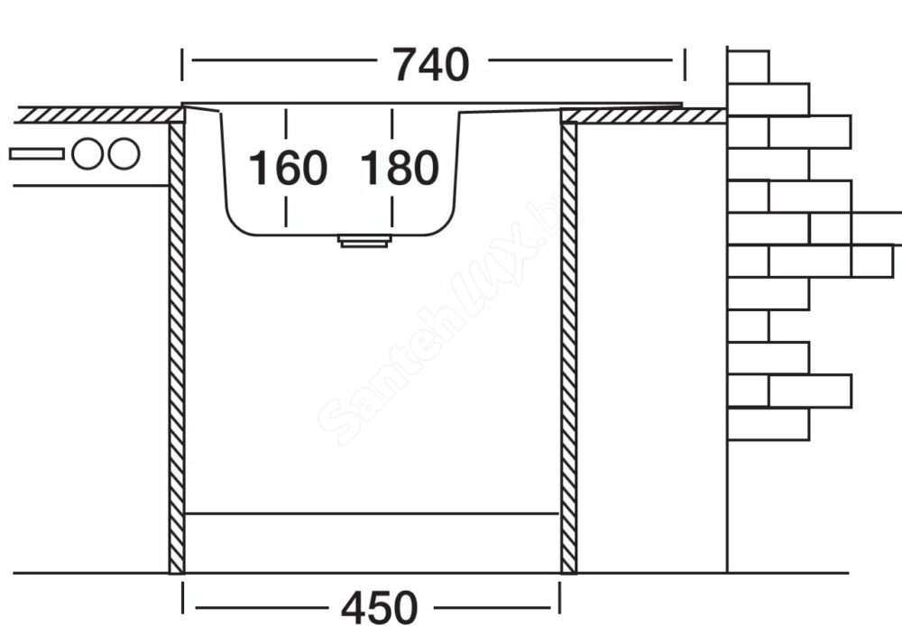 Sudoper ugradbeni 740x440mm - Slika 2